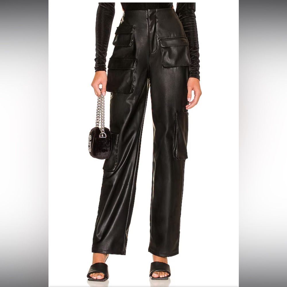 AFRM Black Sigmund Faux Leather Cargo Pants